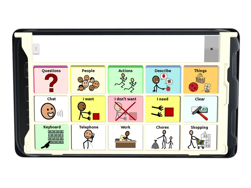 A NovaChat page shown under a keyguard cut to its layout, on the tablet in its vendor frame.